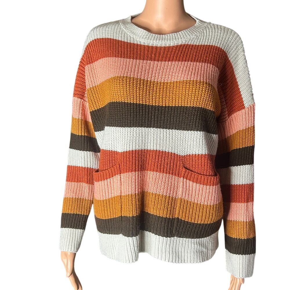 Main Strip Pocket pullover sweater boxy crewneck two front pockets size M